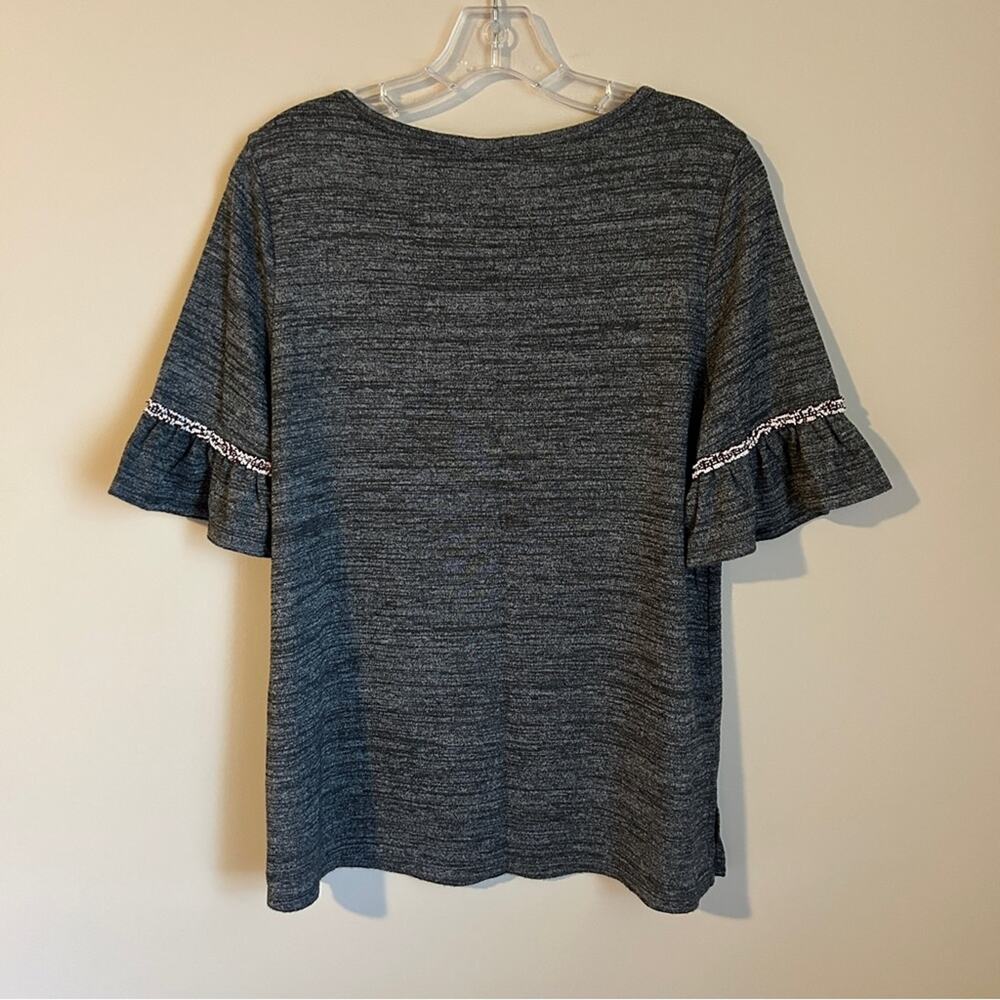Loft Gray Elbow-Length Flutter/Ruffle Trim Sleeve… - image 7